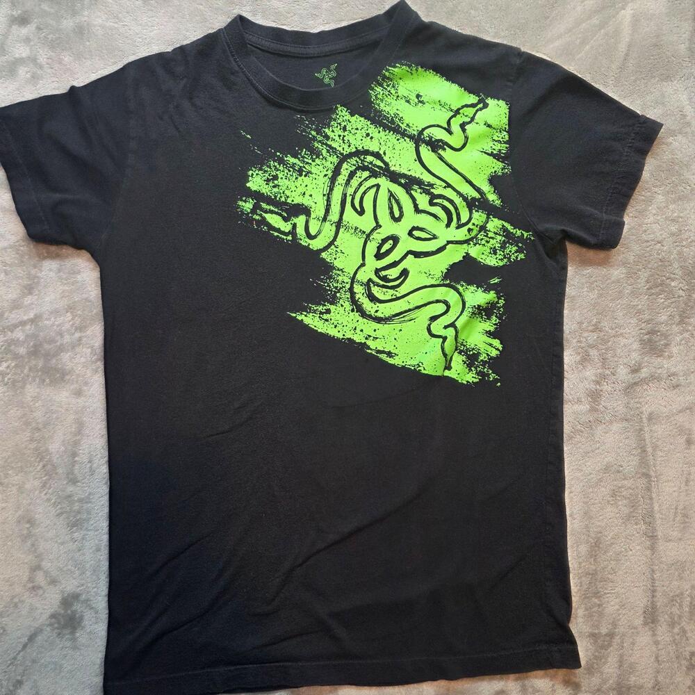 Razer Shirt Mens L Black Green Triple Snake Logo Gaming Graphic T-Shirt Esports